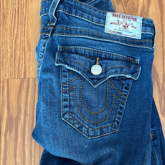 True Religion Dark Blue Distressed Skinny Jeans - Picture 2 of 4